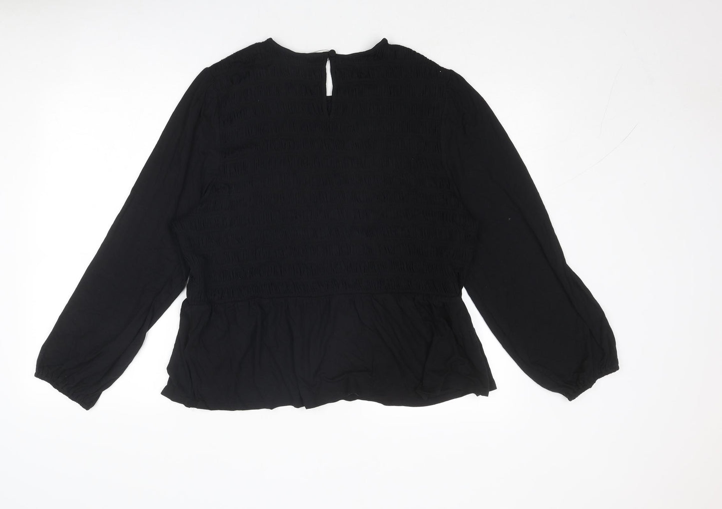 Marks and Spencer Womens Black Viscose Basic Blouse Size 20 Round Neck