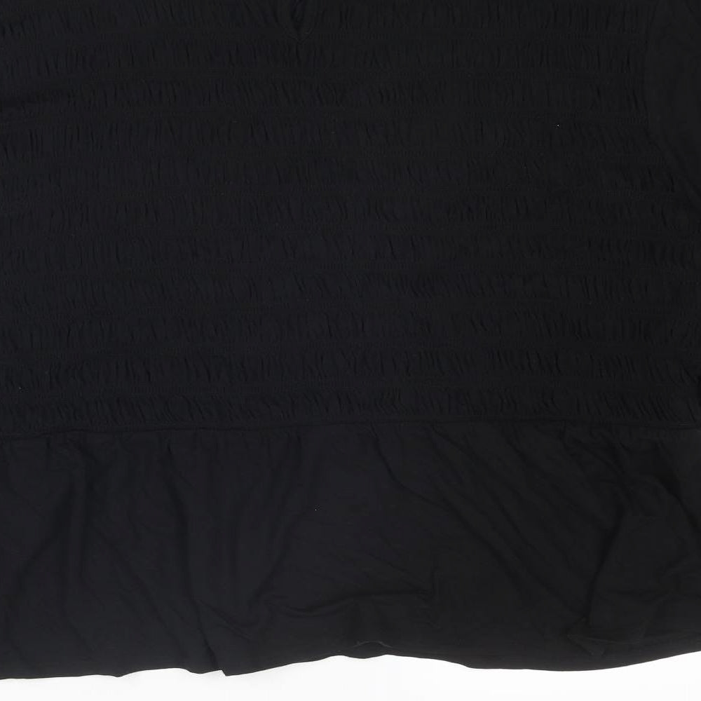 Marks and Spencer Womens Black Viscose Basic Blouse Size 20 Round Neck