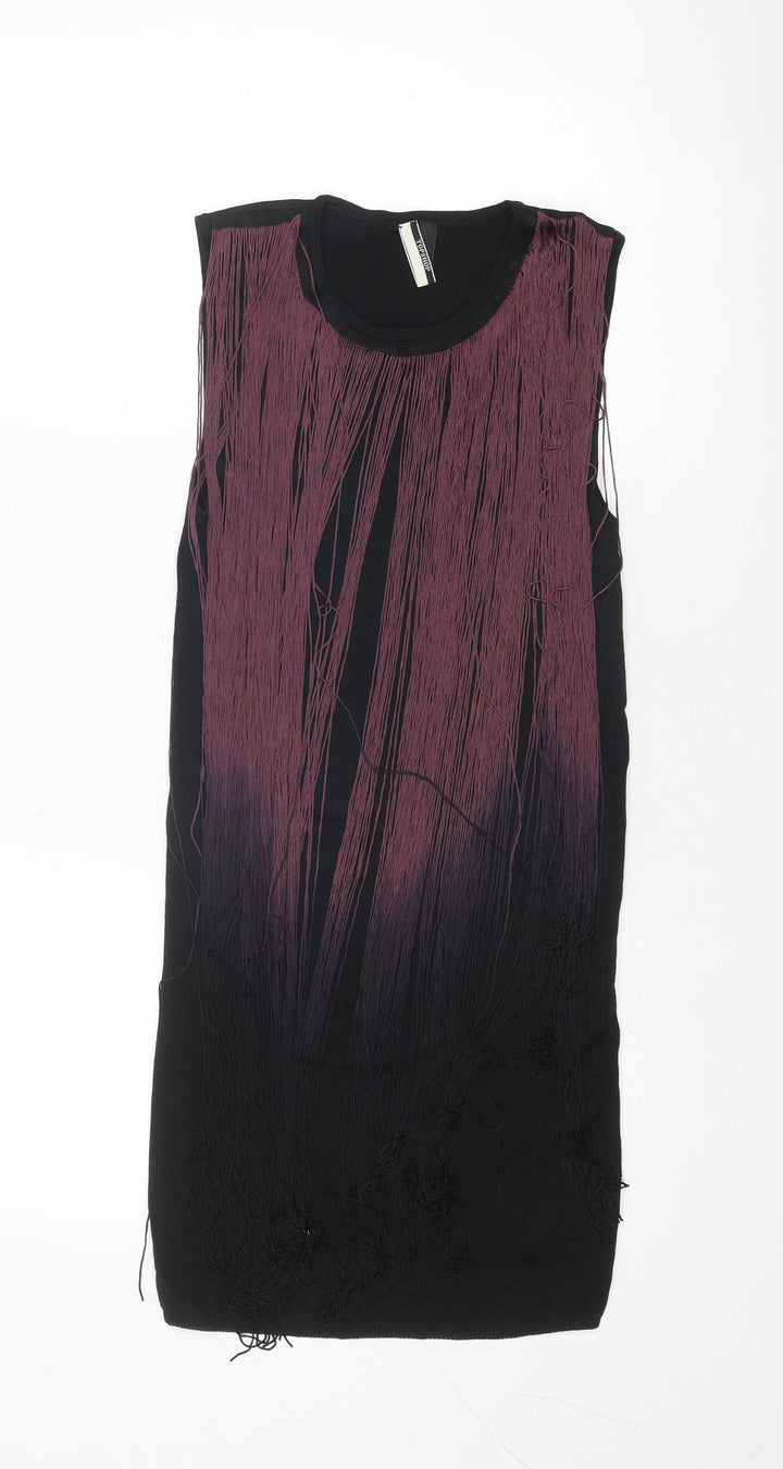 Topshop Womens Black Viscose Sheath Size 12 Round Neck Pullover