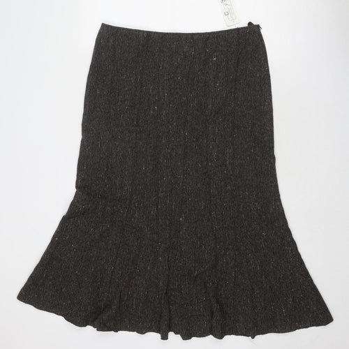 Catherina Hepfer Womens Brown Viscose Swing Skirt Size 12 Zip