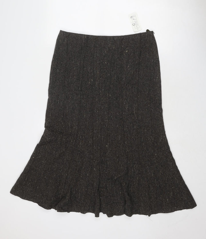 Catherina Hepfer Womens Brown Viscose Swing Skirt Size 12 Zip