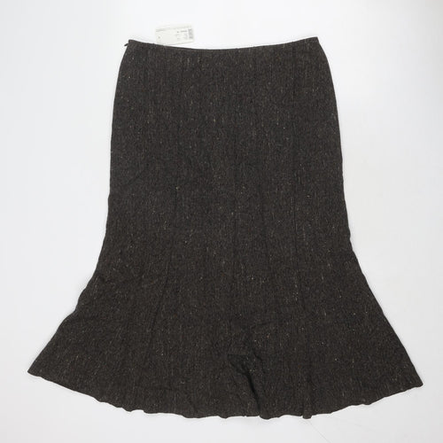 Catherina Hepfer Womens Brown Viscose Swing Skirt Size 12 Zip