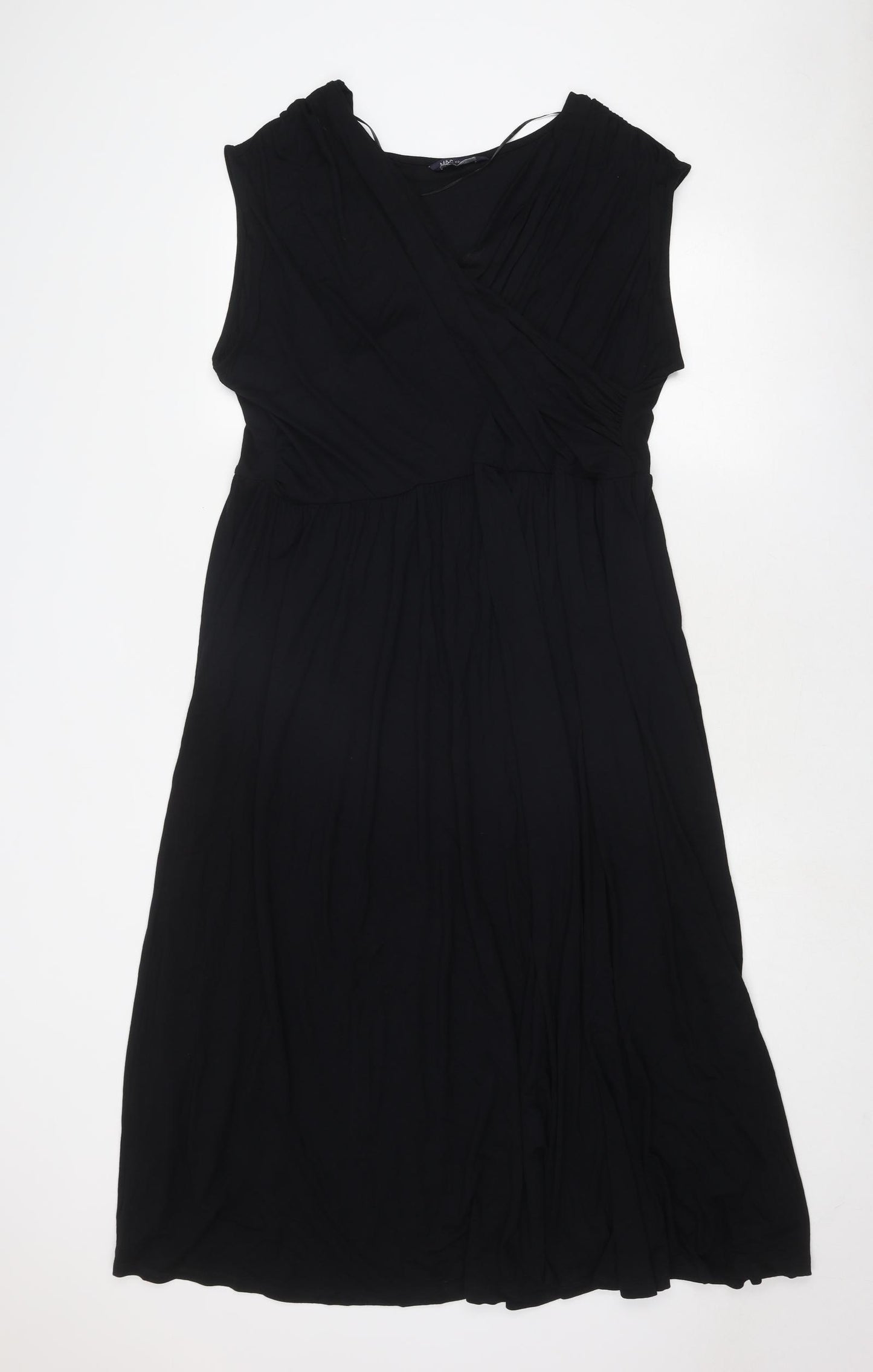 Marks and Spencer Womens Black Viscose A-Line Size 20 V-Neck Pullover