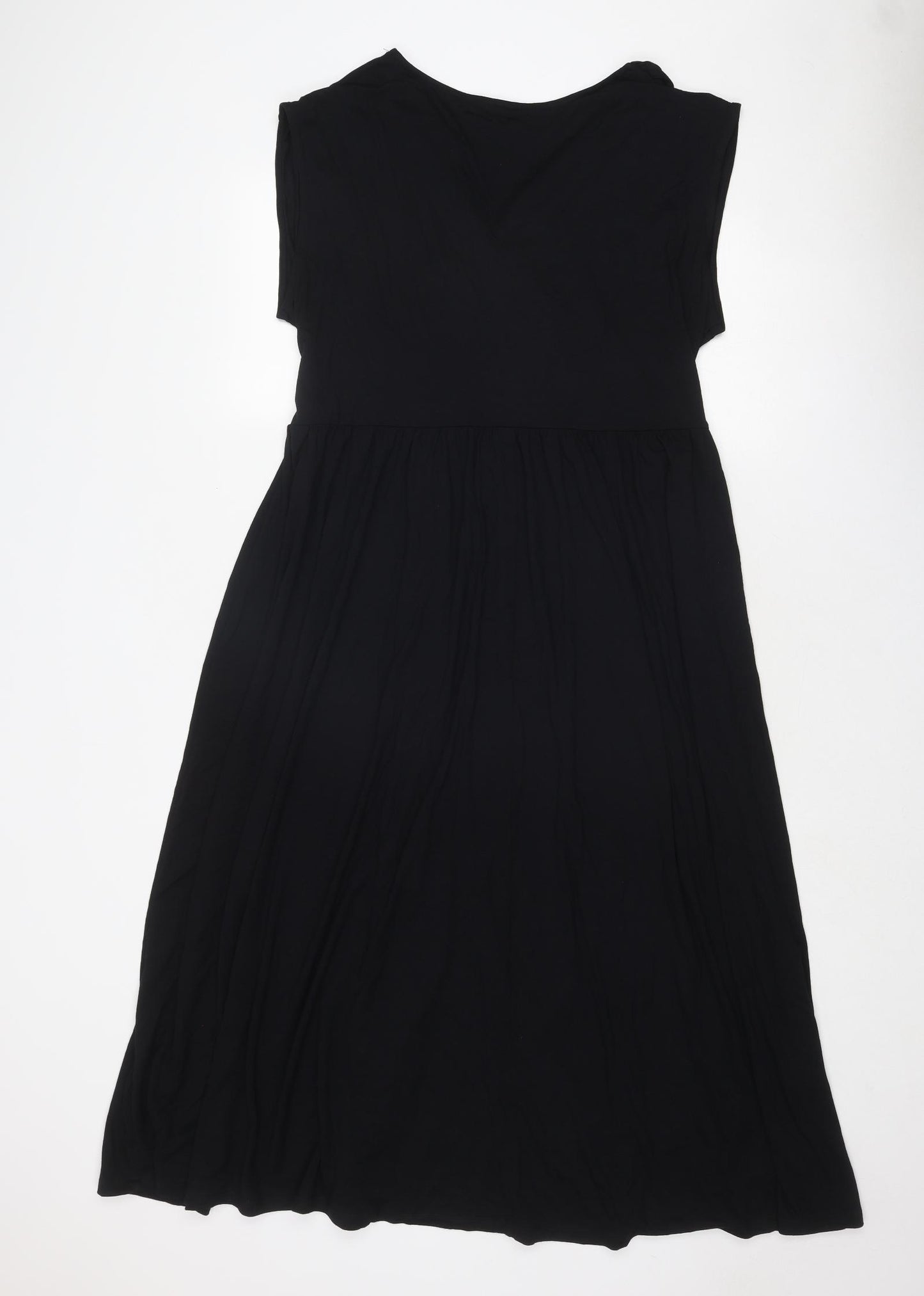 Marks and Spencer Womens Black Viscose A-Line Size 20 V-Neck Pullover