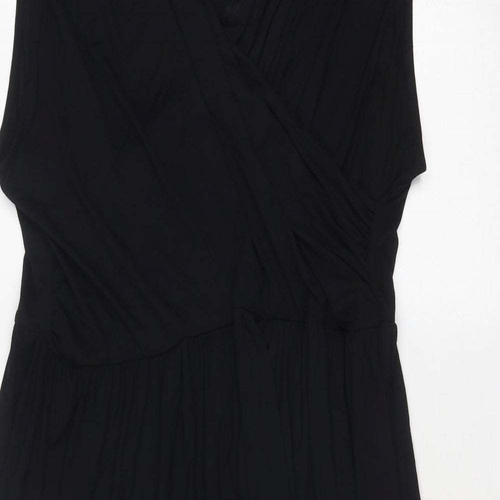 Marks and Spencer Womens Black Viscose A-Line Size 20 V-Neck Pullover