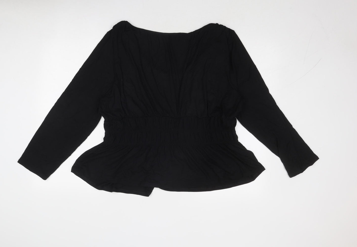 Marks and Spencer Womens Black Viscose Basic Blouse Size 22 Scoop Neck
