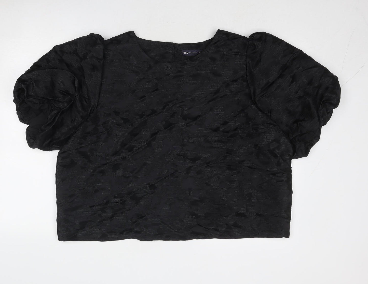 Marks and Spencer Womens Black Polyester Basic T-Shirt Size 22 Round Neck