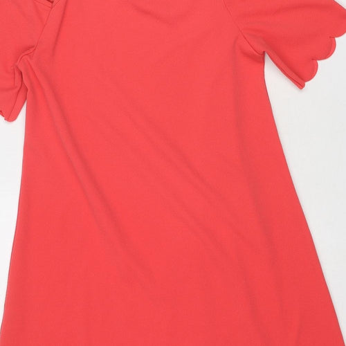 Select Womens Pink Polyester A-Line Size 14 Round Neck Pullover - Scalloped