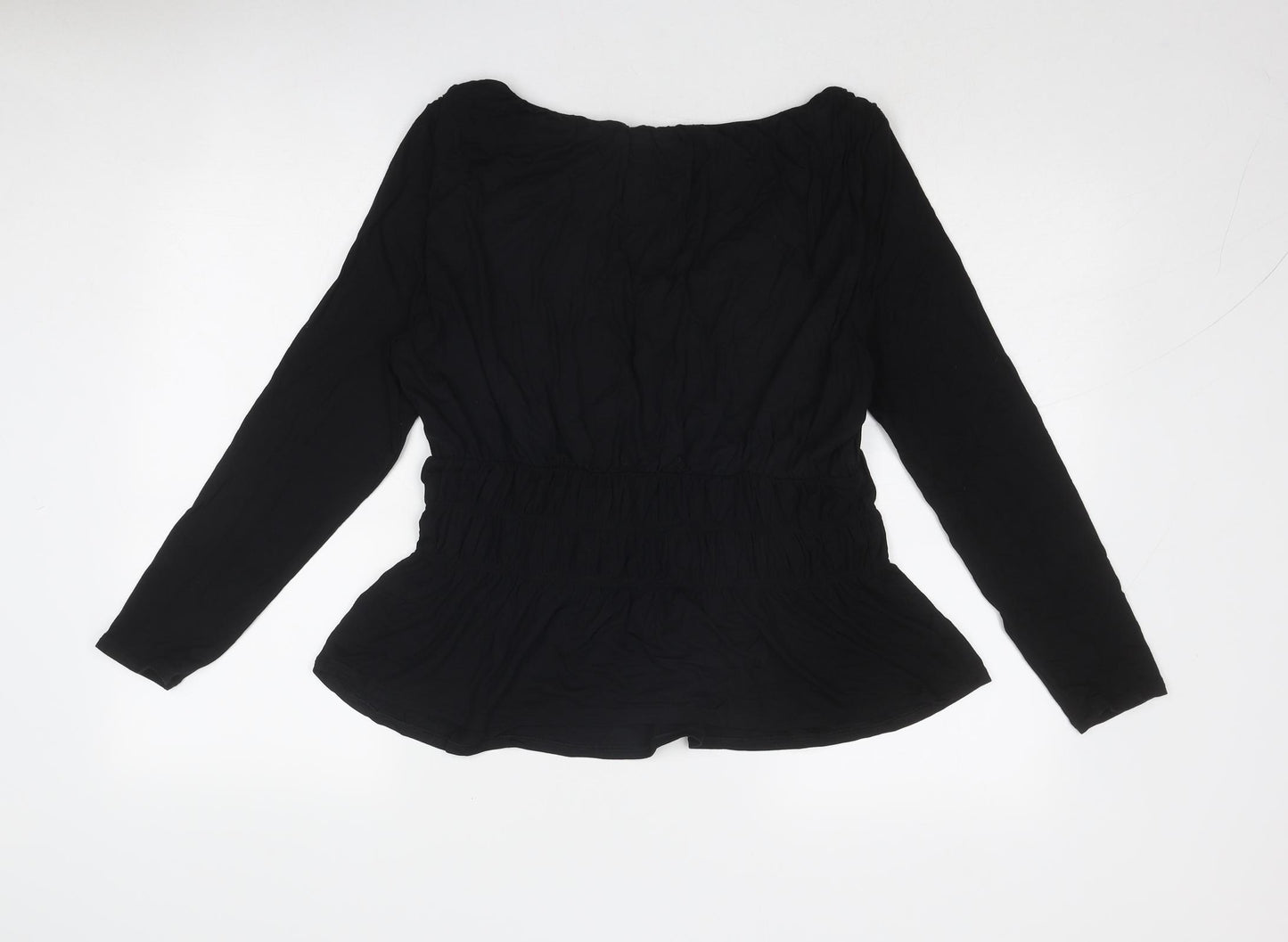 Marks and Spencer Womens Black Viscose Basic T-Shirt Size 14 V-Neck