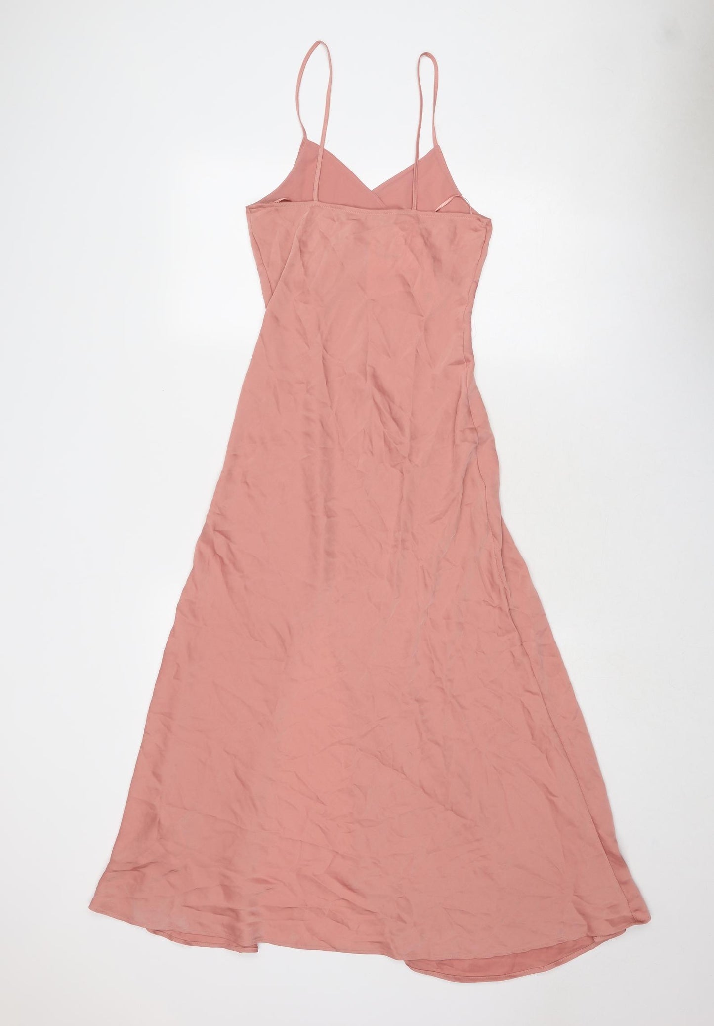 Zara Womens Pink Polyester Slip Dress Size XS V-Neck Pullover