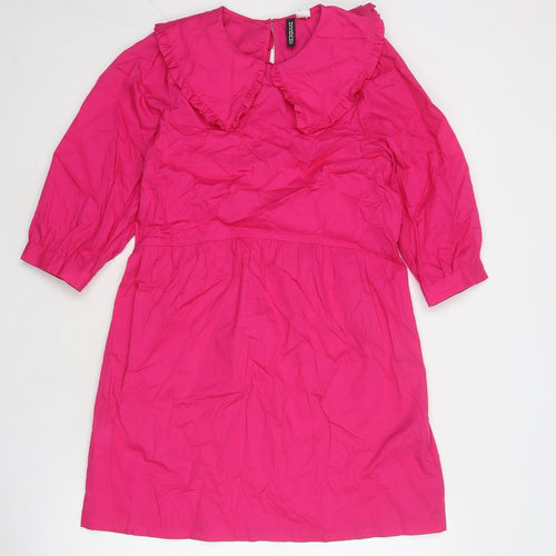 Divided by H&M Womens Pink Cotton A-Line Size XS Collared Button