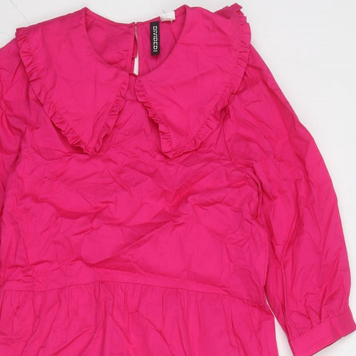 Divided by H&M Womens Pink Cotton A-Line Size XS Collared Button