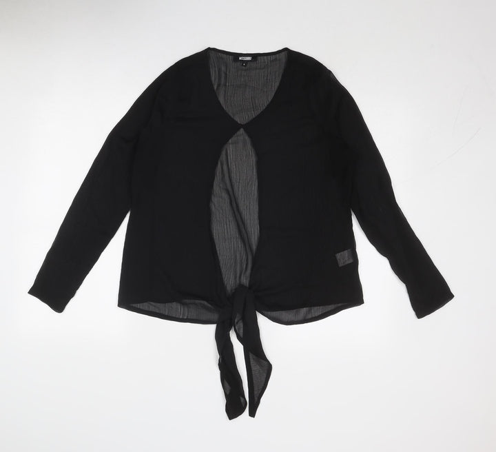 Missguided Womens Black Polyester Basic Blouse Size 8 V-Neck