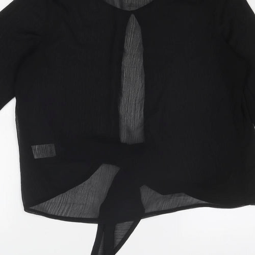 Missguided Womens Black Polyester Basic Blouse Size 8 V-Neck