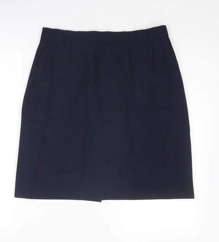 Arthur Elkin Womens Blue Polyester A-Line Skirt Size 32 in Zip