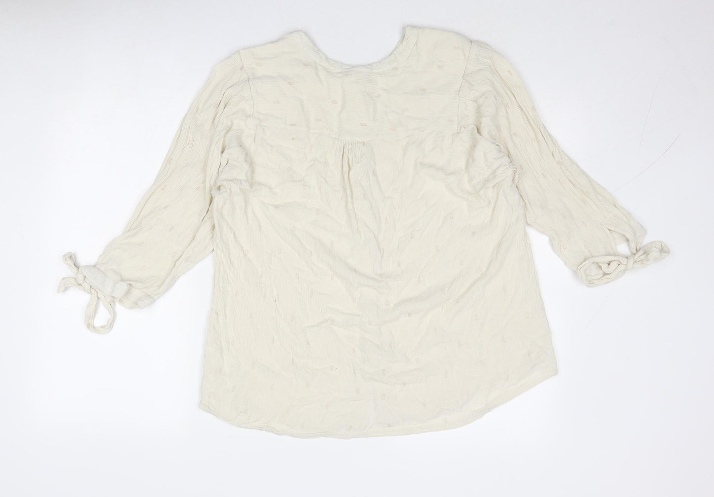 Monsoon Womens Beige Geometric Viscose Basic Button-Up Size L Round Neck