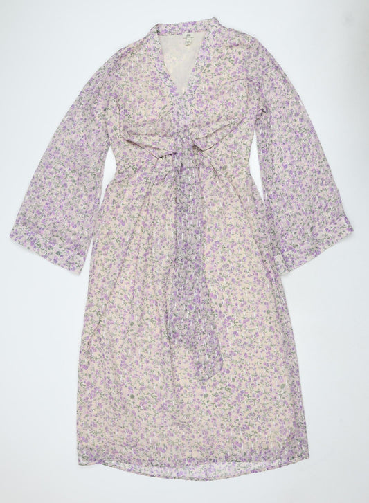 River Island Womens Pink Floral Polyester Maxi Size 10 V-Neck Pullover