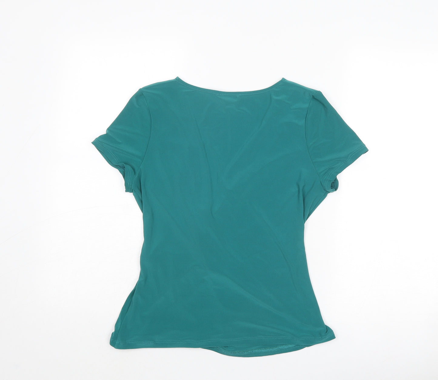 Kaliko Womens Green Polyester Basic Blouse Size 12 V-Neck - Twist Detail