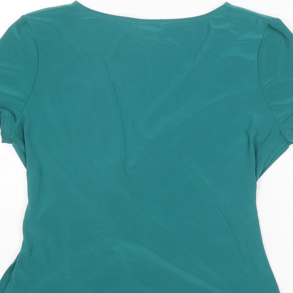 Kaliko Womens Green Polyester Basic Blouse Size 12 V-Neck - Twist Detail