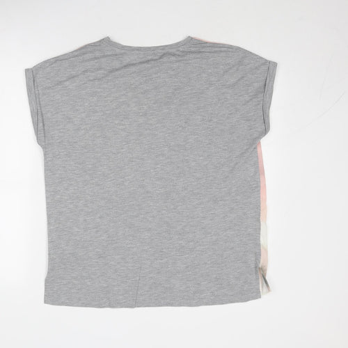 Per Una Womens Grey Geometric Polyester Basic Blouse Size 14 Round Neck