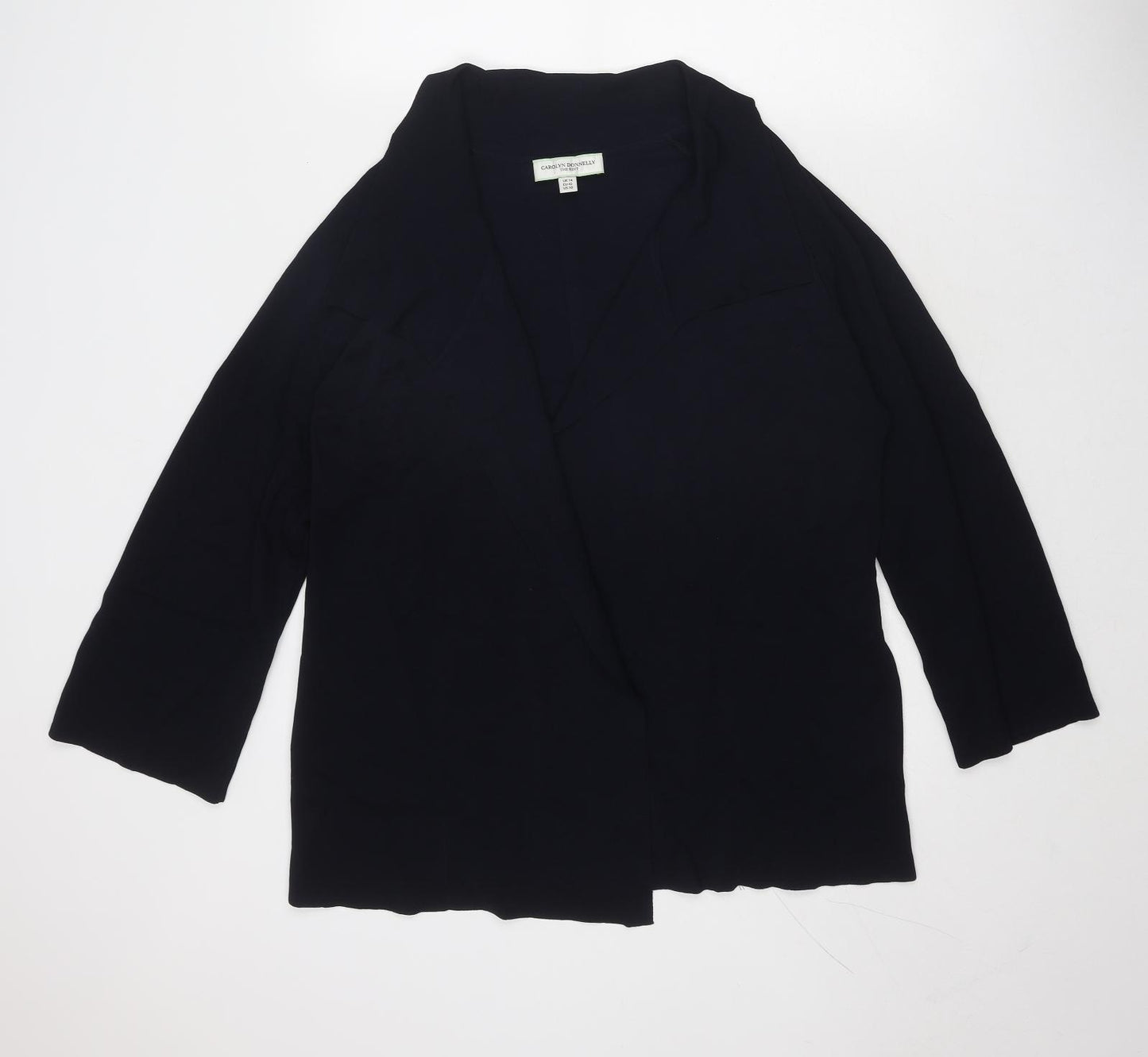 Carolyn Donnelly Womens Blue Collared Viscose Cardigan Jumper Size 14