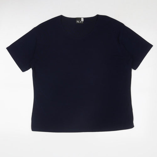 TEXT Womens Blue Polyester Basic T-Shirt Size L Round Neck