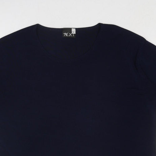 TEXT Womens Blue Polyester Basic T-Shirt Size L Round Neck