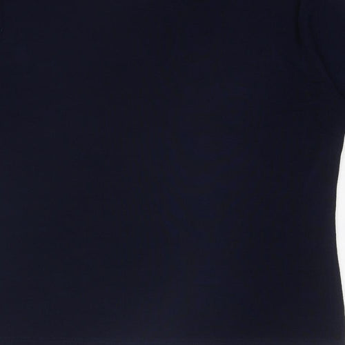 TEXT Womens Blue Polyester Basic T-Shirt Size L Round Neck