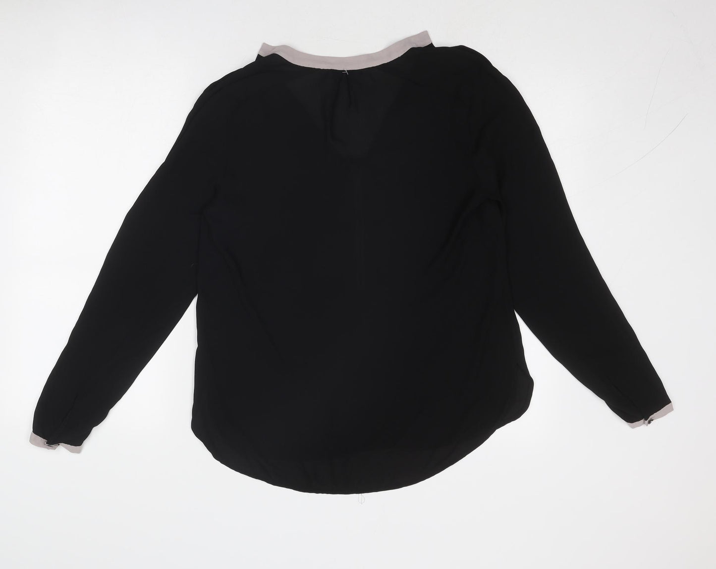 Warehouse Womens Black Polyester Basic Blouse Size 12 V-Neck