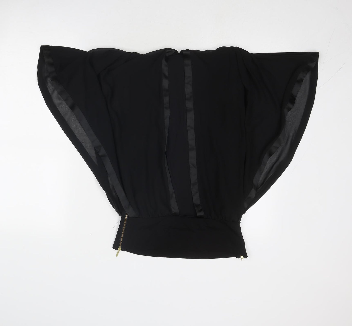 Coast Womens Black Polyester Basic Blouse Size 6 Round Neck