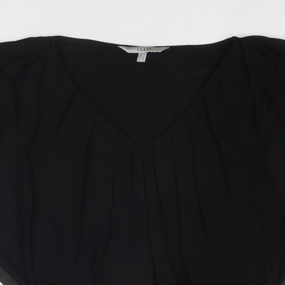 Coast Womens Black Polyester Basic Blouse Size 6 Round Neck