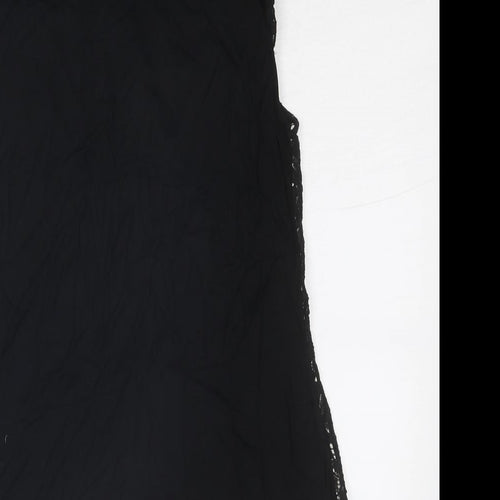 Oasis Womens Black Geometric Cotton Basic Tank Size M Round Neck