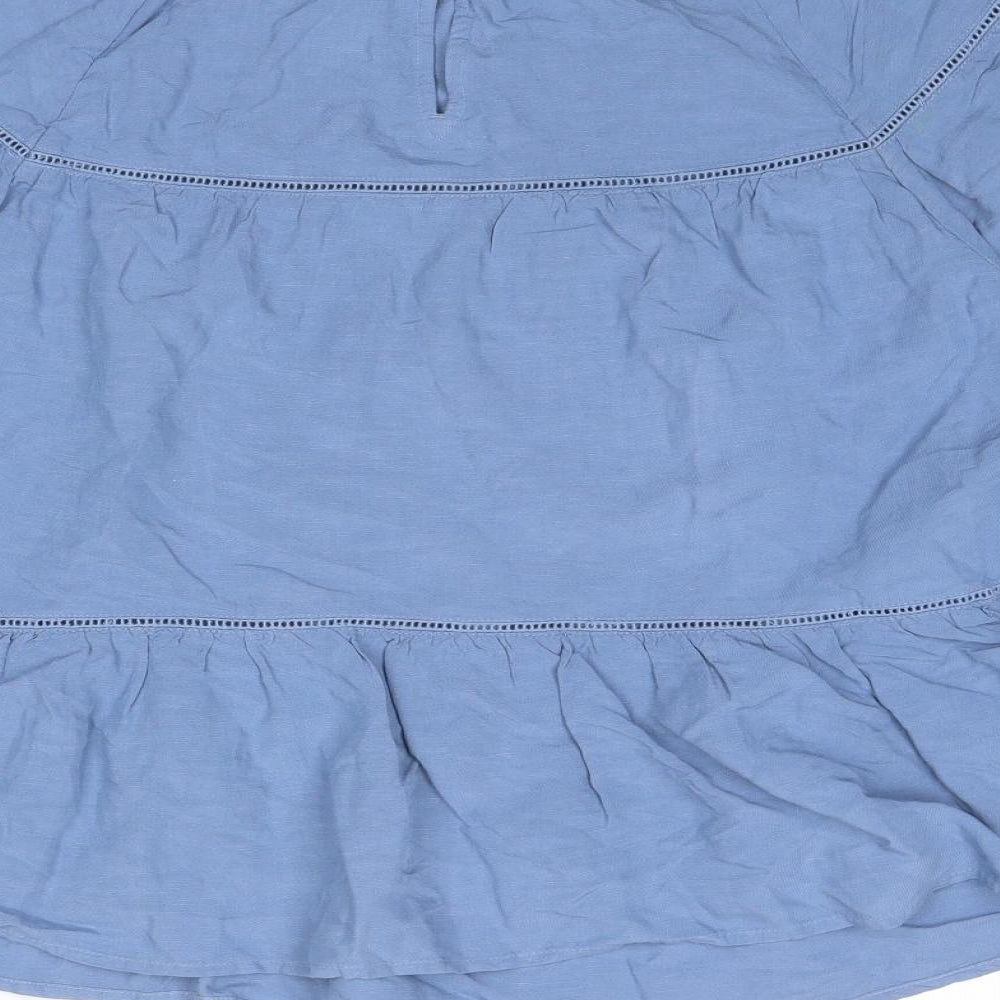 Marks and Spencer Womens Blue Viscose Basic Blouse Size 14 Round Neck