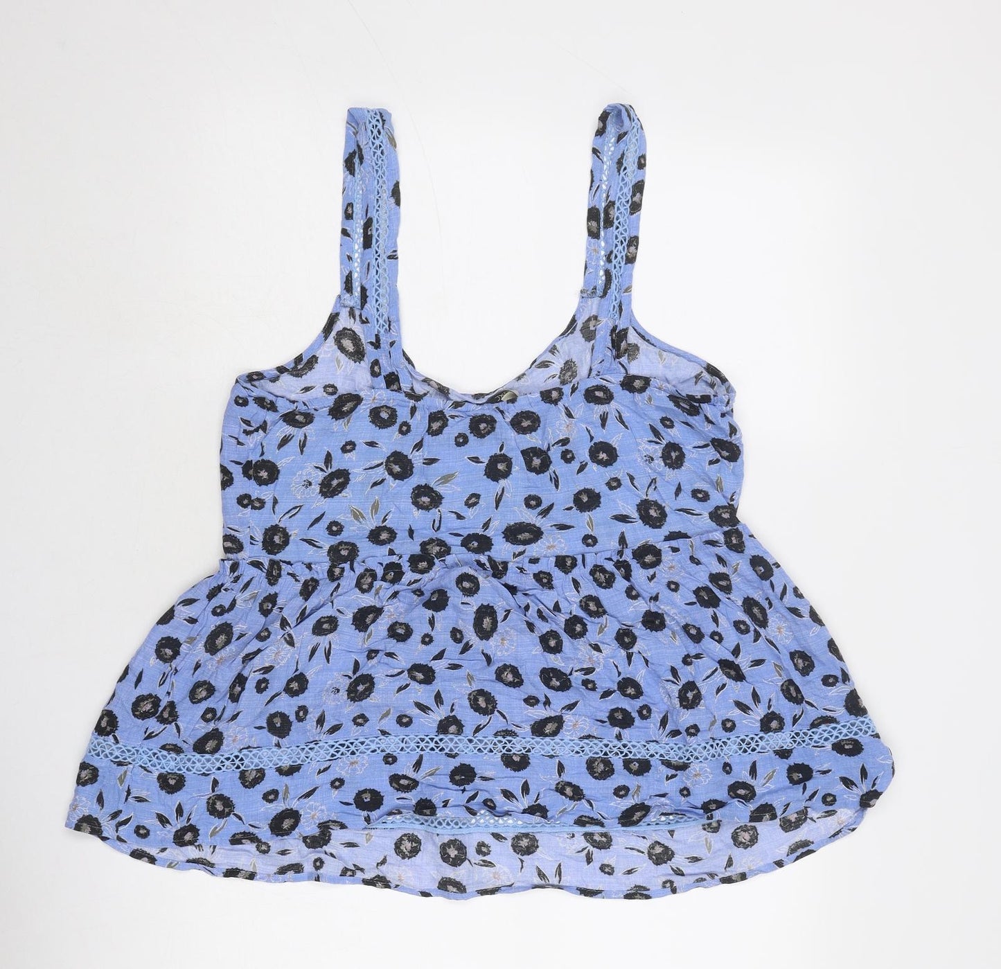 NEXT Womens Blue Floral Viscose Basic Tank Size 14 Scoop Neck