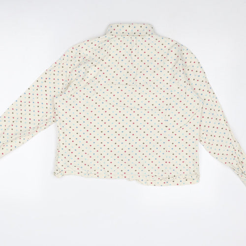 Tulchan Womens Ivory Polka Dot Cotton Basic Button-Up Size 12 Collared