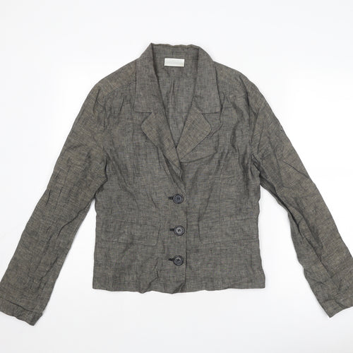 Off Shoot Womens Grey Geometric Jacket Blazer Size 12 Button