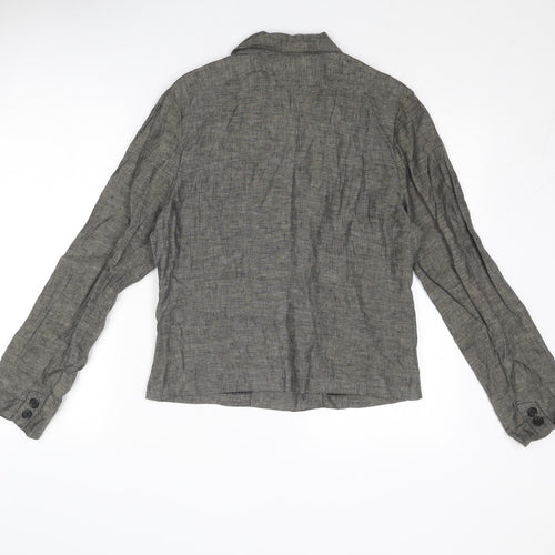 Off Shoot Womens Grey Geometric Jacket Blazer Size 12 Button