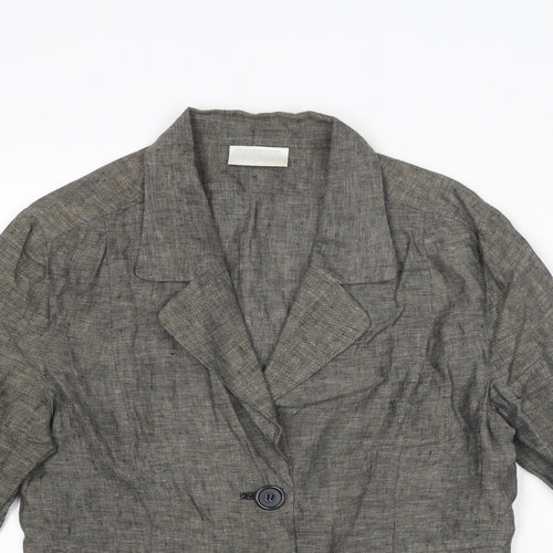 Off Shoot Womens Grey Geometric Jacket Blazer Size 12 Button