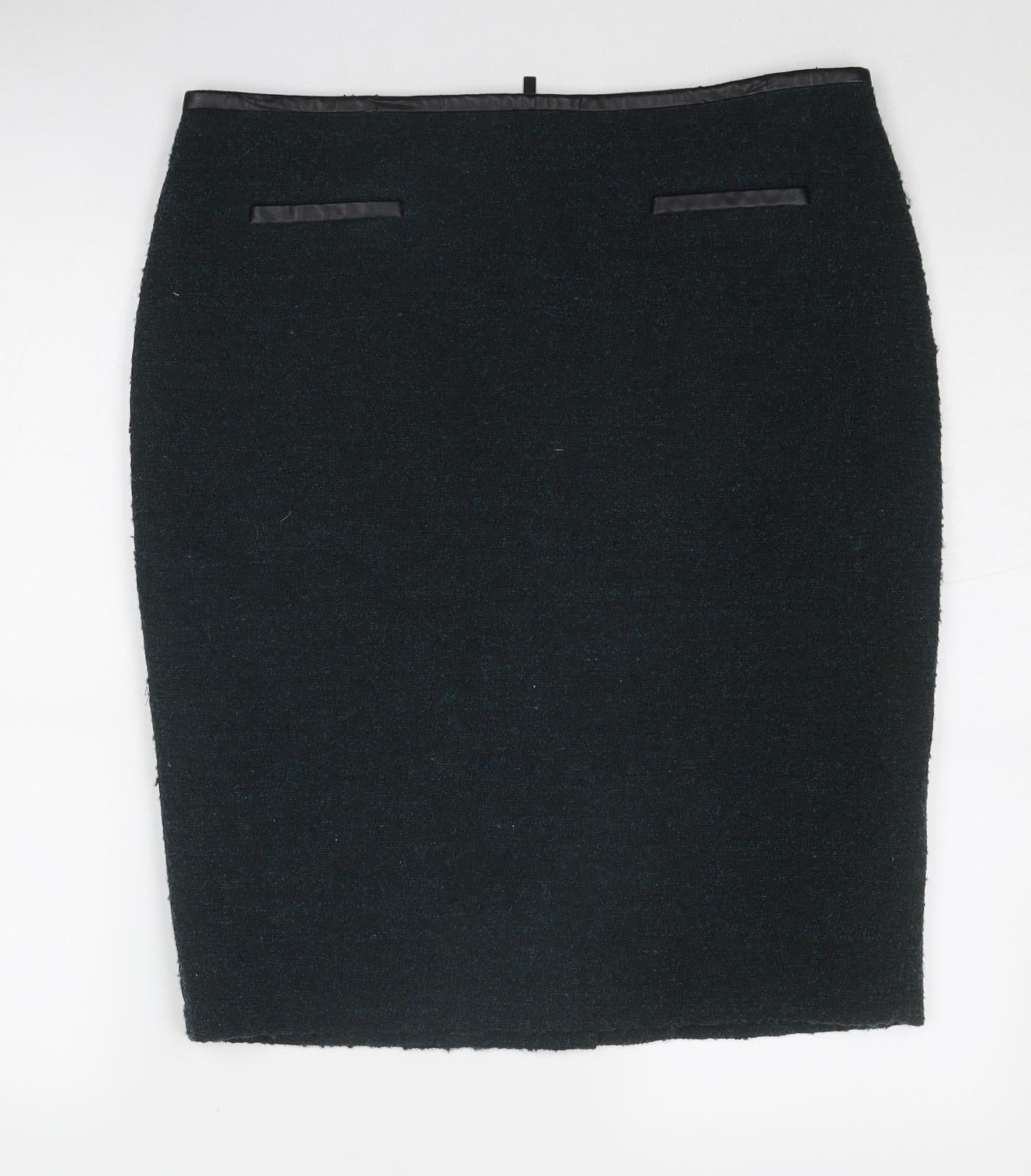 Marks and Spencer Womens Grey Polyester Straight & Pencil Skirt Size 14 Zip