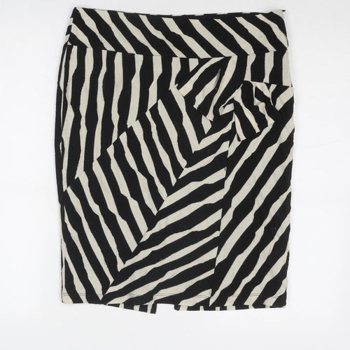 Per Una Womens Black Geometric Polyester A-Line Skirt Size 12 Zip
