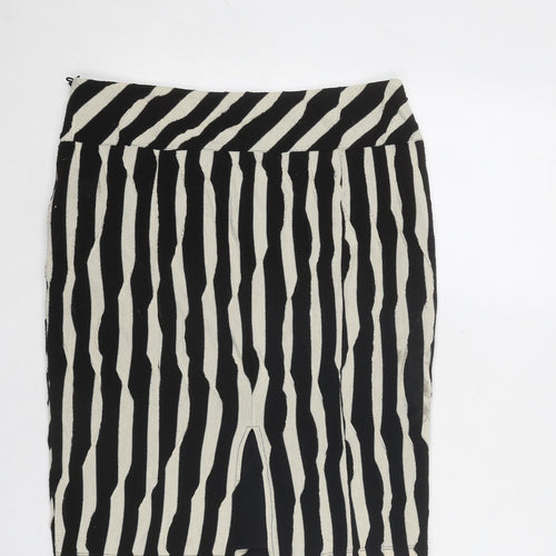 Per Una Womens Black Geometric Polyester A-Line Skirt Size 12 Zip