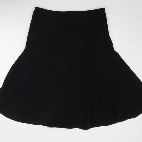Marks and Spencer Womens Black Polyester Swing Skirt Size 36 in Zip
