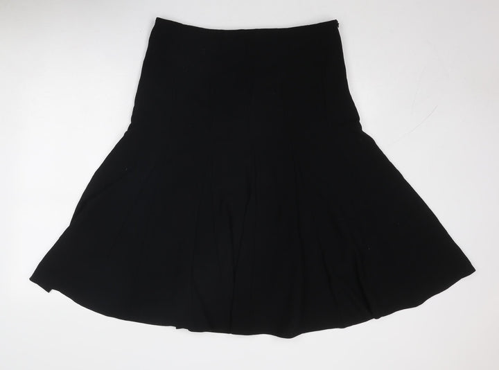 Marks and Spencer Womens Black Polyester Swing Skirt Size 36 in Zip