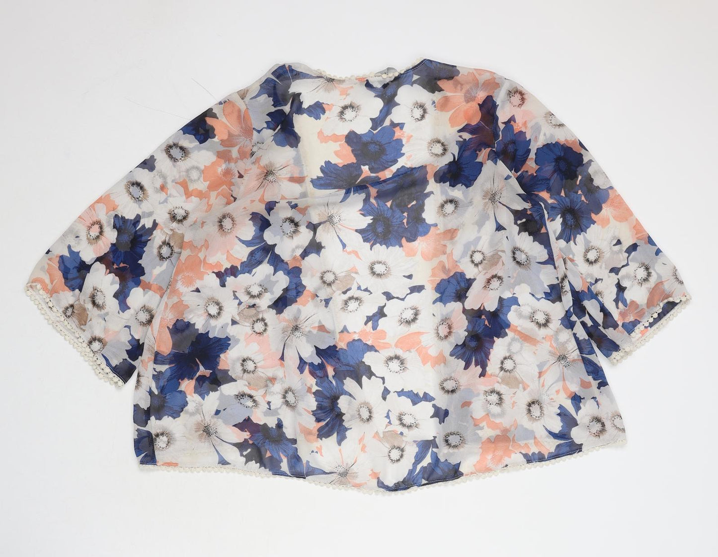New Look Womens Multicoloured Floral Polyester Kimono Blouse Size 14 V-Neck