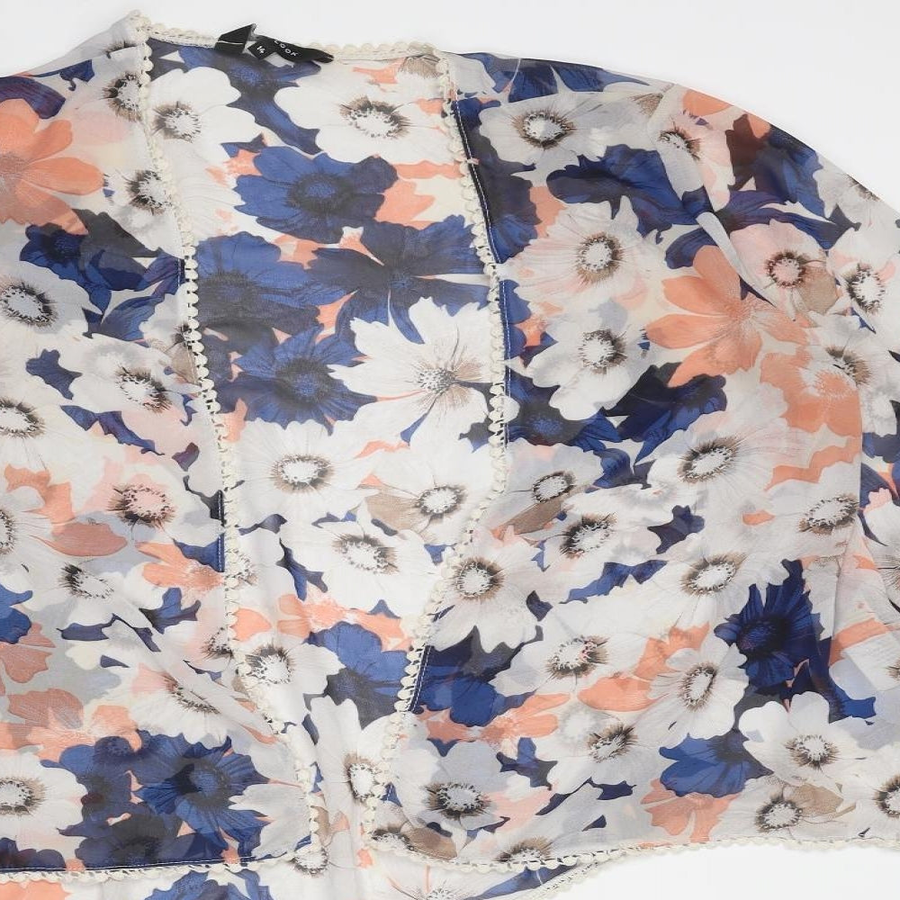 New Look Womens Multicoloured Floral Polyester Kimono Blouse Size 14 V-Neck