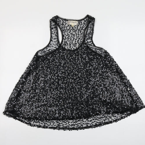 Vouley Vous Womens Black Polyester Basic Tank Size M Round Neck