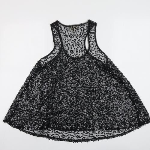 Vouley Vous Womens Black Polyester Basic Tank Size M Round Neck