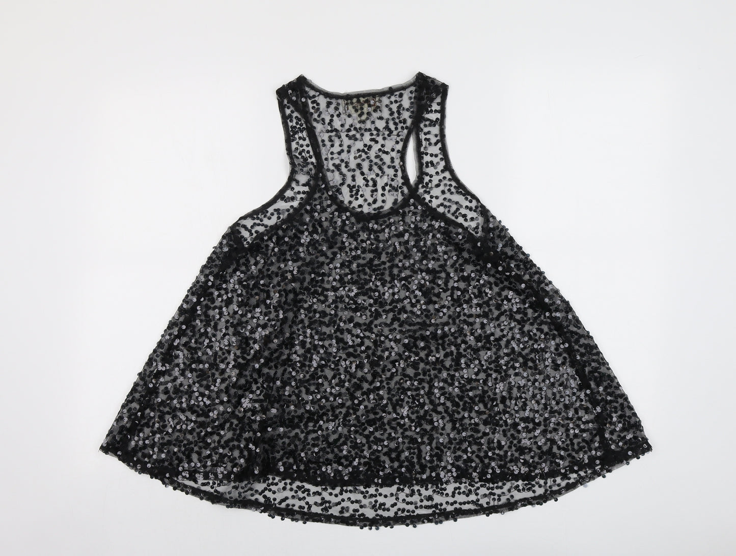 Vouley Vous Womens Black Polyester Basic Tank Size M Round Neck