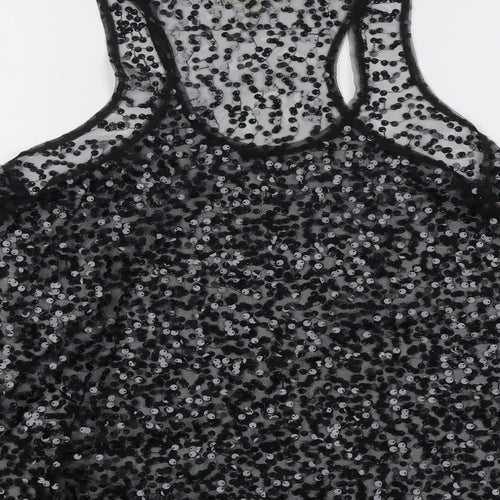 Vouley Vous Womens Black Polyester Basic Tank Size M Round Neck