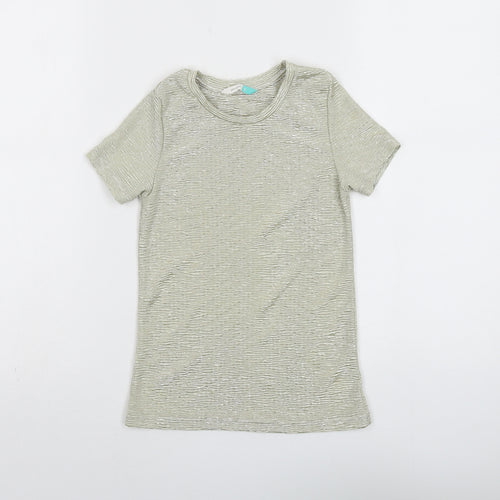 John Lewis Girls Gold Polyester Basic T-Shirt Size 6 Years Round Neck Pullover - Textured
